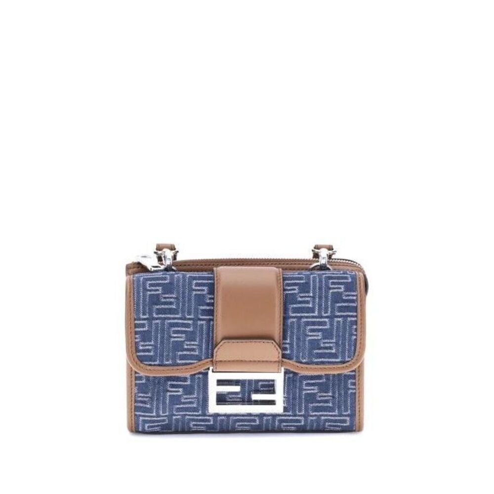 Double Jacquard Denim Baguette Bag